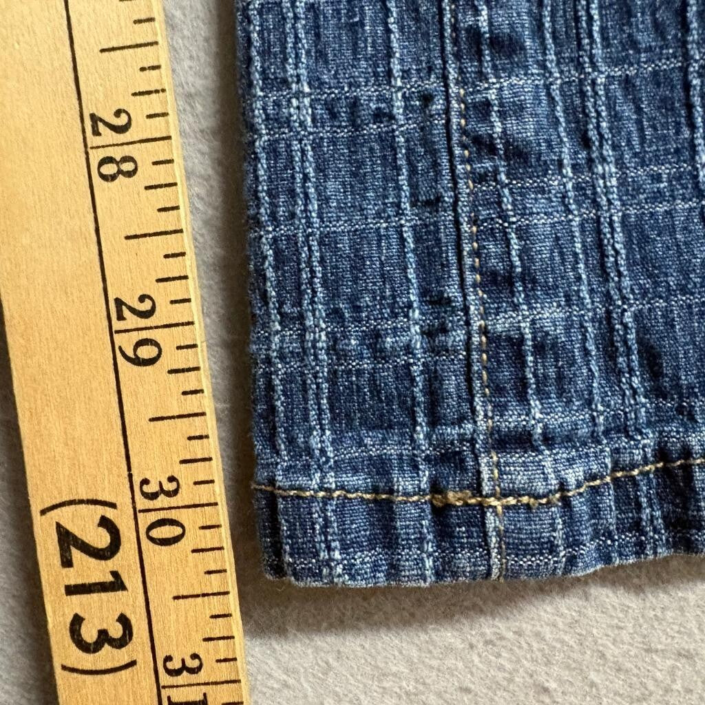Starwear Jeans Womens 13/14 Blue Grid Pattern Stretch Denim Bootcut Flare Pants