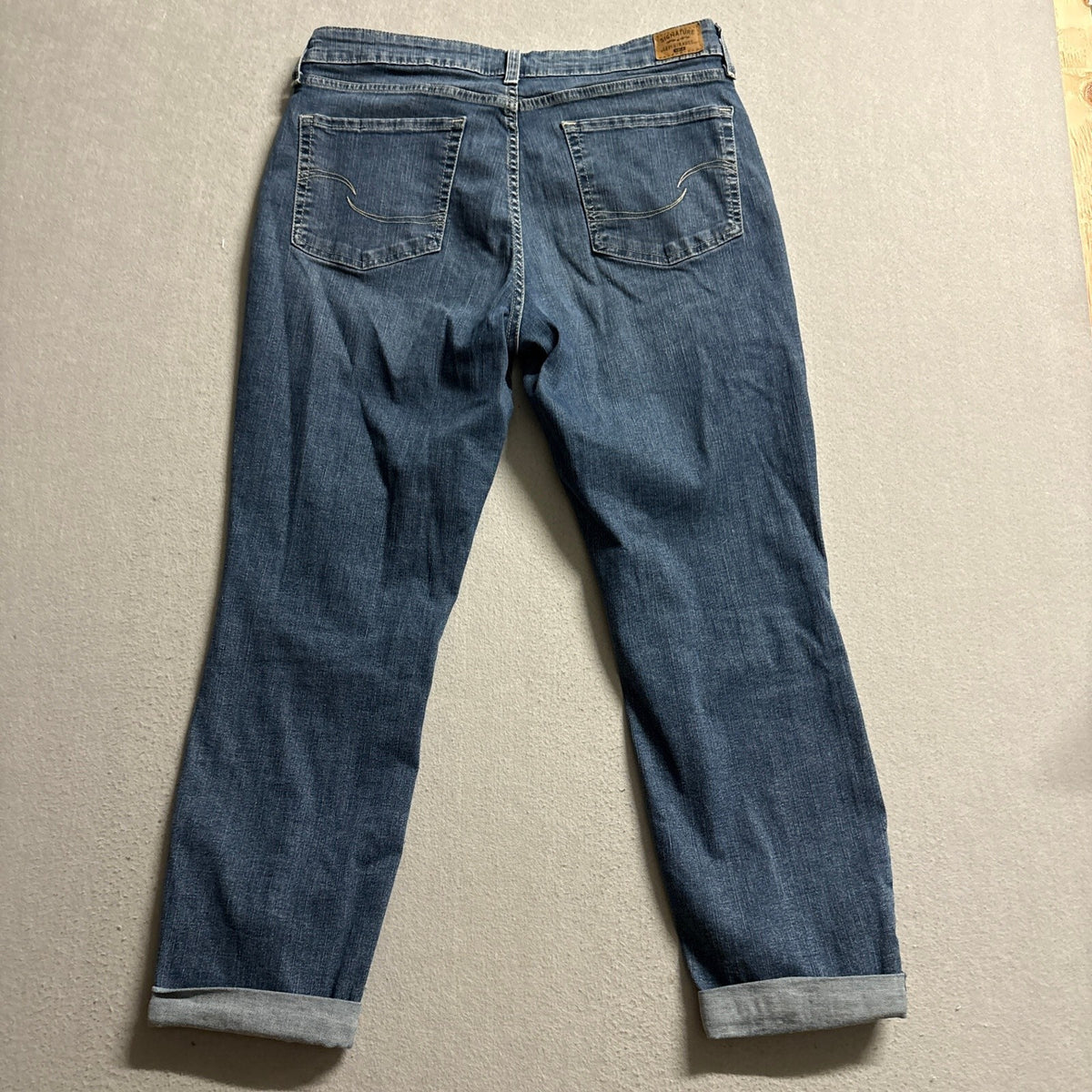Signature by Levi Strauss & Co Womens Mid Rise Boyfriend Jeans Cuffed Blue