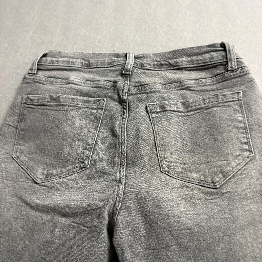 Kensie Jeans Womens 10/30 The Allie High Rise Slim Straight Gray Raw Hem Denim