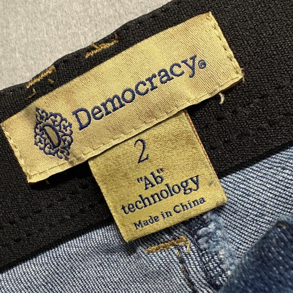 Democracy Ab Technology Crop Straight Jeans Womens Size 2 Blue Denim Fray Hem