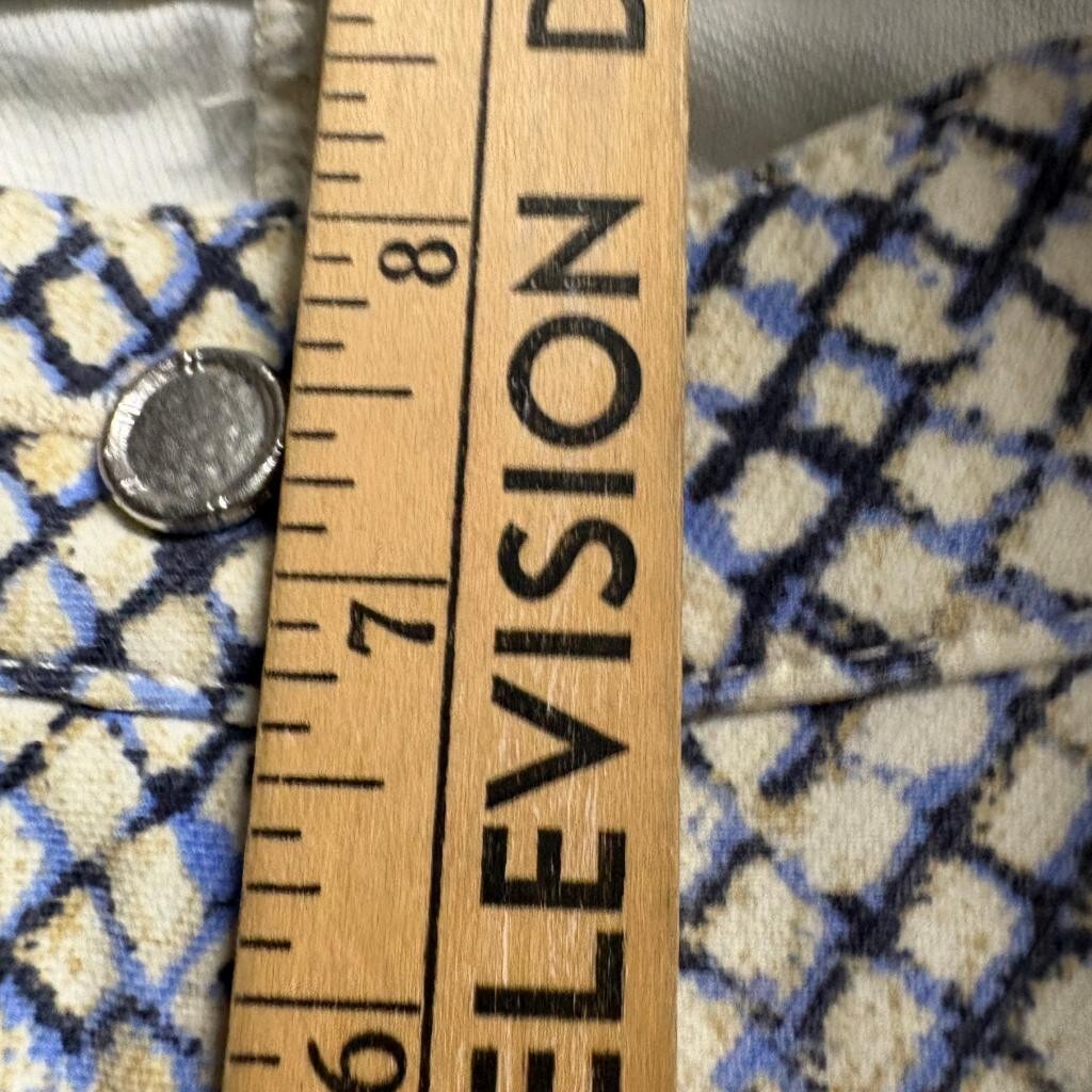 J.McLaughlin Womens Pants Size 2 Blue Beige Snakeskin Print Cotton Stretch Slim