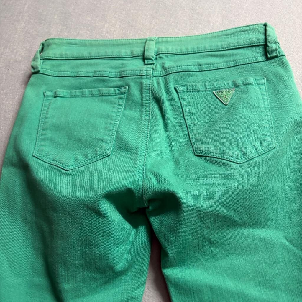 Guess Britney Skinny Jeans Womens 28 Green Denim Low Rise Stretch Pants