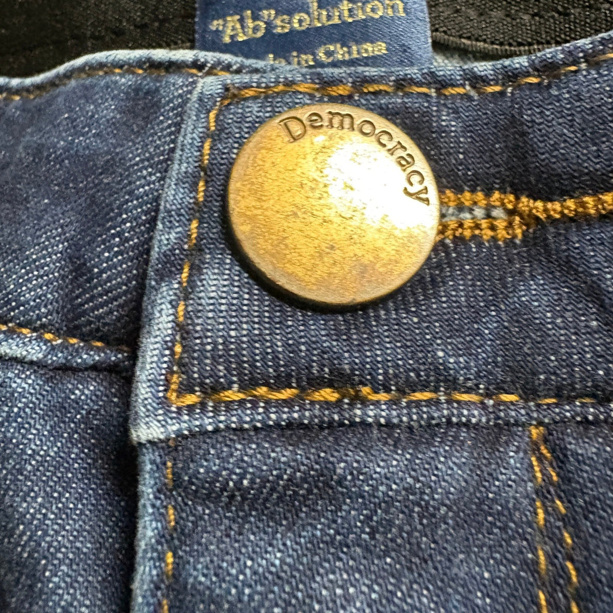 Democracy Absolution Jeans Womens Size 2P Blue Stretch Raw Hem Straight Leg