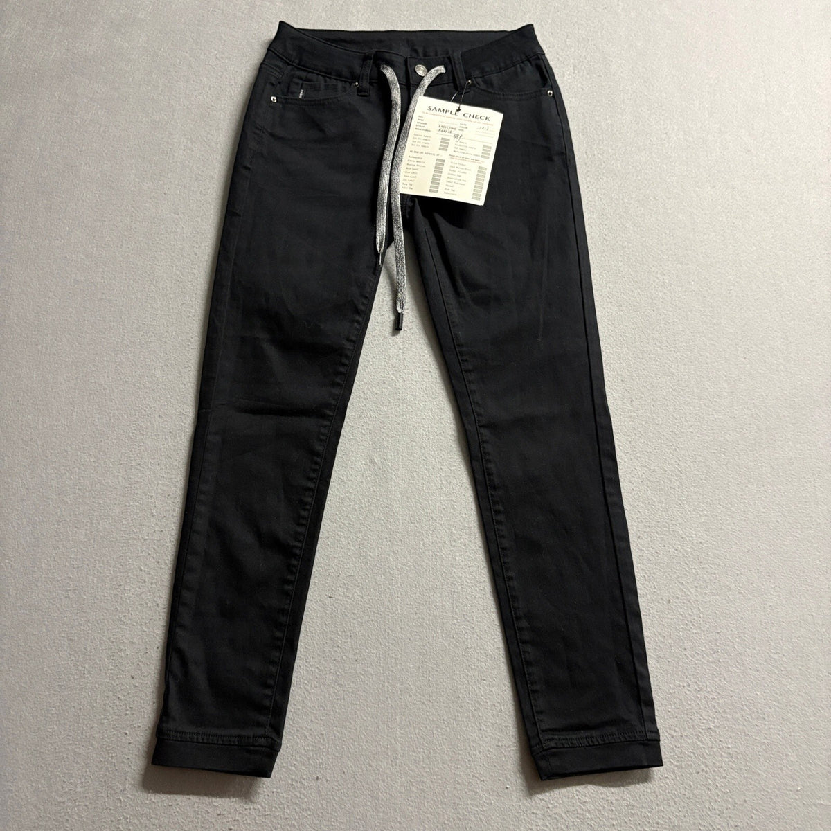 Easycome Womens Black Drawstring Skinny Jeans Sample Check Size 25