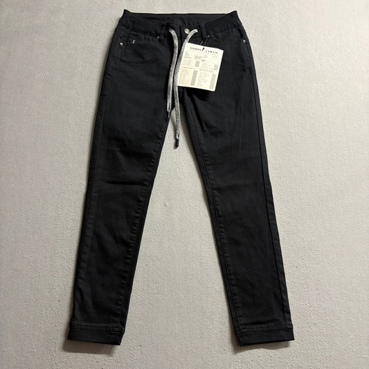Easycome Womens Black Drawstring Skinny Jeans Sample Check Size 25