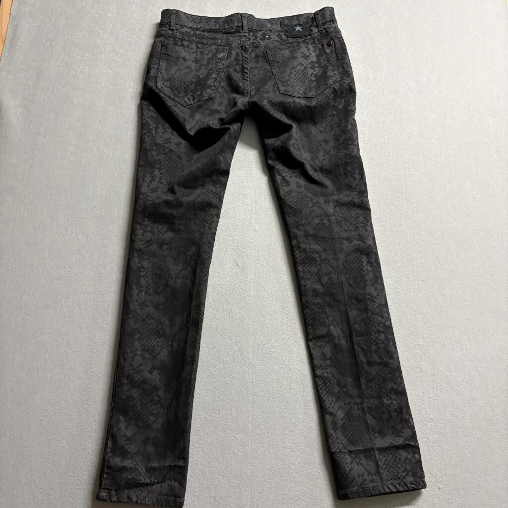 Andrew Charles Womens Snakeskin Print Jeans Size 28 Gray Black Stretch Skinny