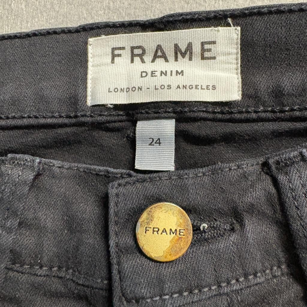 Frame Denim Le Skinny de Jeanne Jeans Womens 24 Black Film Noir Stretch Slim