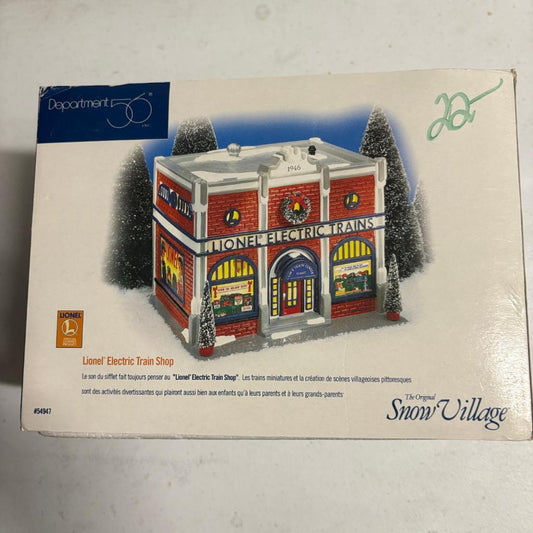 Department 56 Snow Village Lionel Electric Train Shop 54947 Christmas House Box