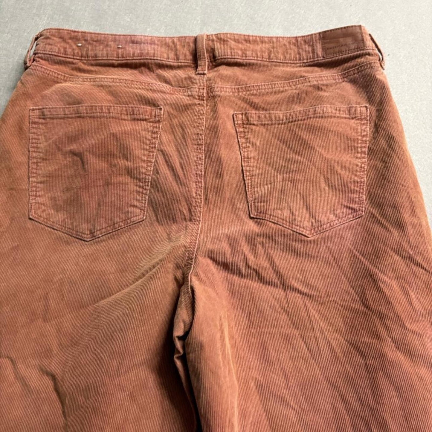American Eagle Mom Straight Corduroy Pants Womens 18 Pink Brown Stretch High