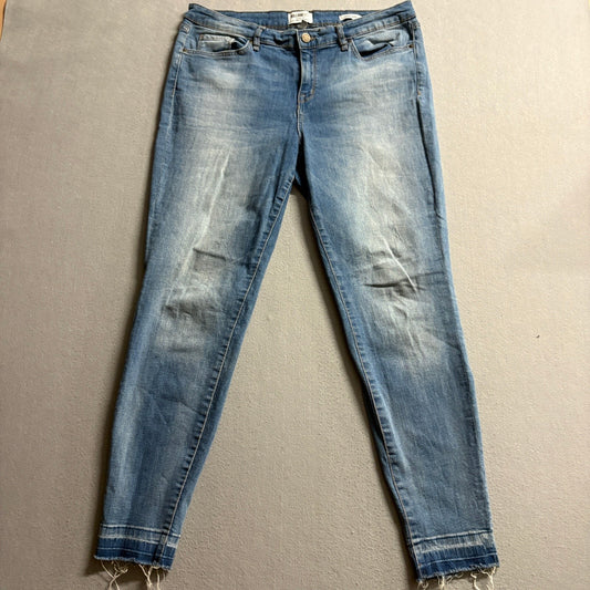 William Rast Perfect Skinny Jeans Womens 32 Blue Denim Raw Hem Stretch