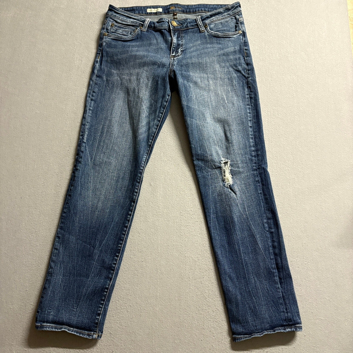 KUT from the Kloth Catherine Boyfriend Jeans Womens 12 Distressed Medium Wash