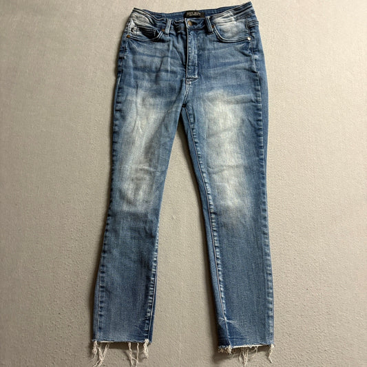 Judy Blue High Waist Raw Hem Ankle Straight Jeans Womens Size 9/29 JB88525 Blue