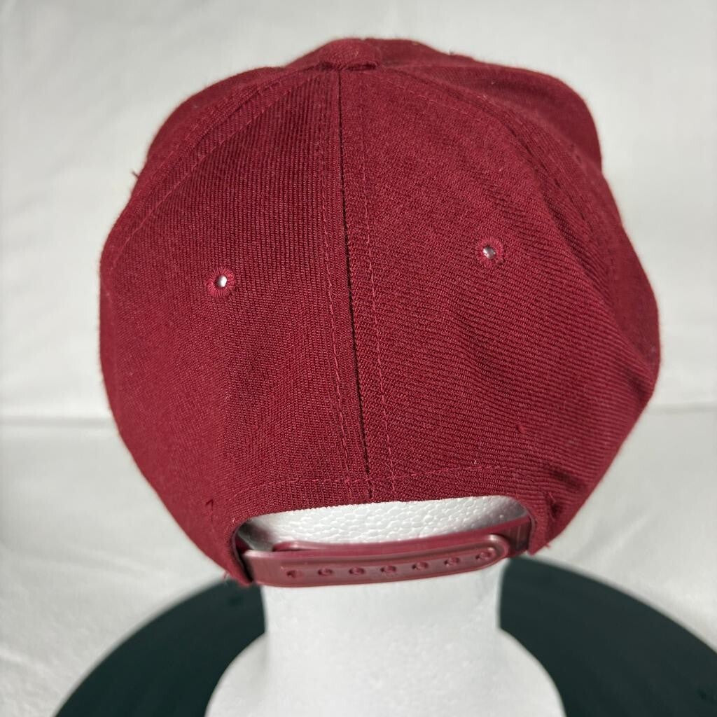 Vintage Nike Swoosh Snapback Hat Headmaster Maroon Green Under Brim Wool Blend