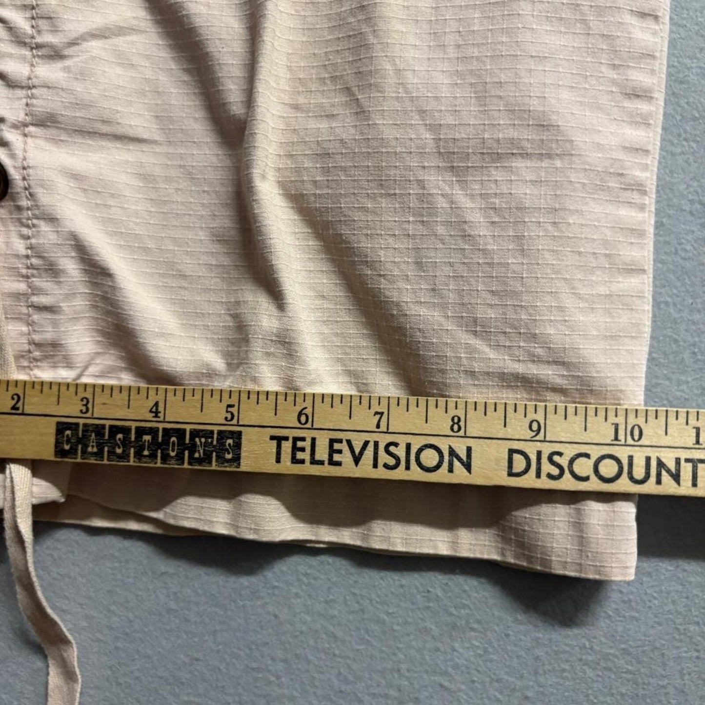 Cabi Womens Cargo Capri Pants Size 8 Tan Beige Cotton Ripstop Drawstring Hem