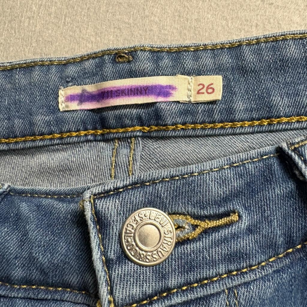 Levi's 711 Skinny Jeans Womens 26 x 30 Blue Denim Stretch Mid Rise 26x27 Actual