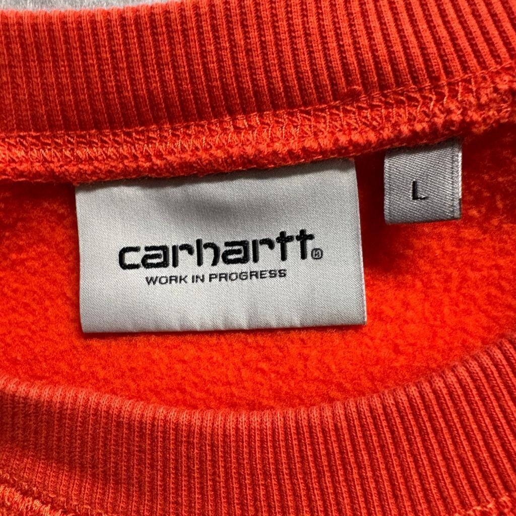 Carhartt WIP Chase Sweatshirt Mens Large Orange Crewneck Pullover Fleece