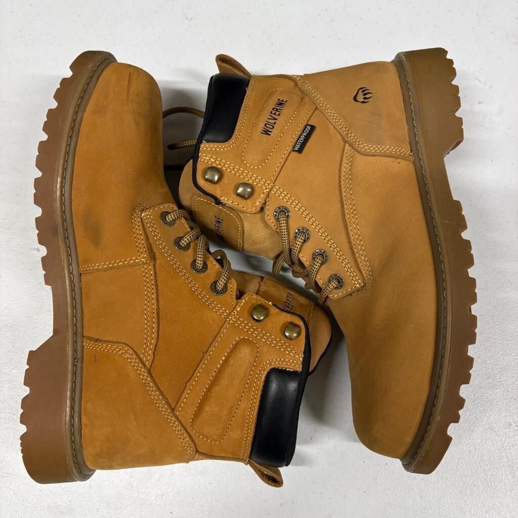 Wolverine Waterproof Work Boots Mens 9.5 M Wheat Leather Safety Toe W10632 EH