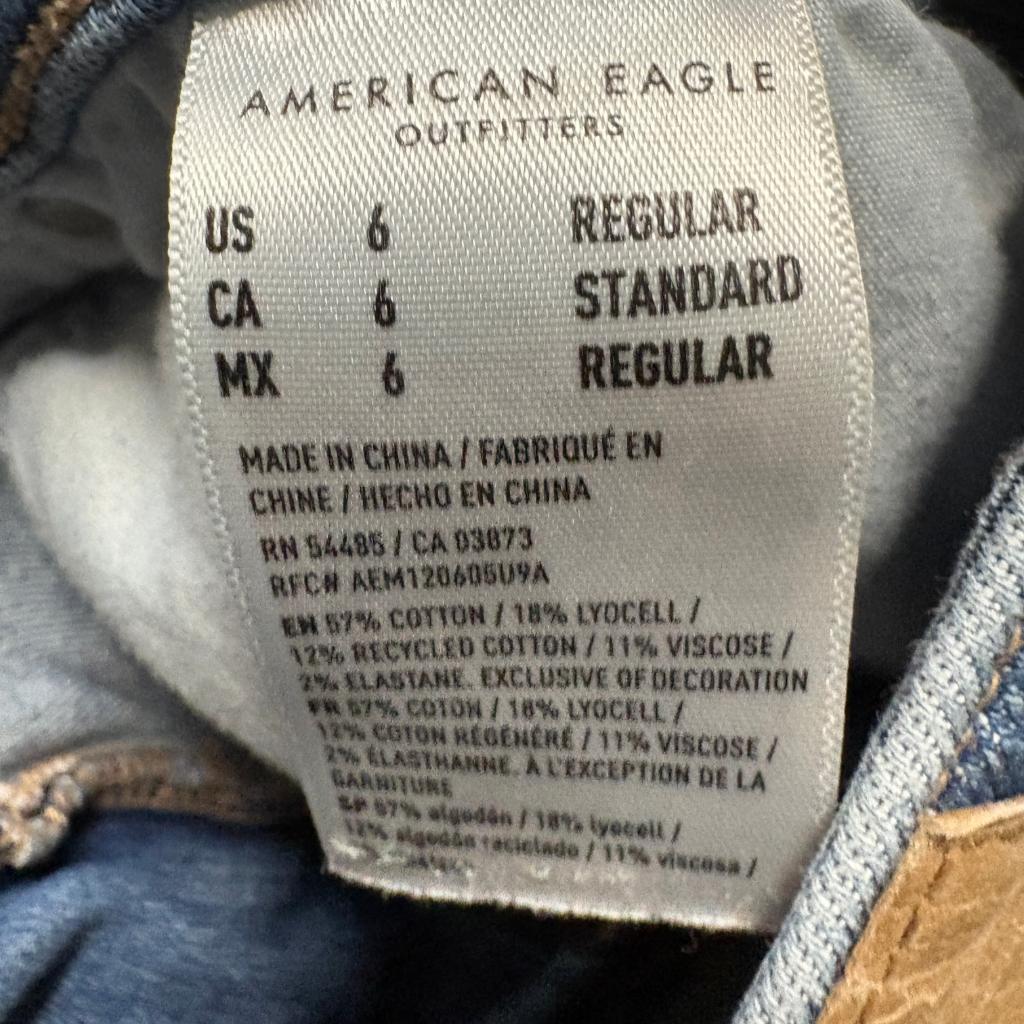 American Eagle Super High Rise Baggy Wide Leg Cargo Jeans Womens 6 Regular Blue