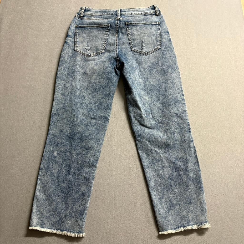 Rewash Vintage Reunion High Rise Distressed Jeans Womens Size 9 Acid Wash Fringe
