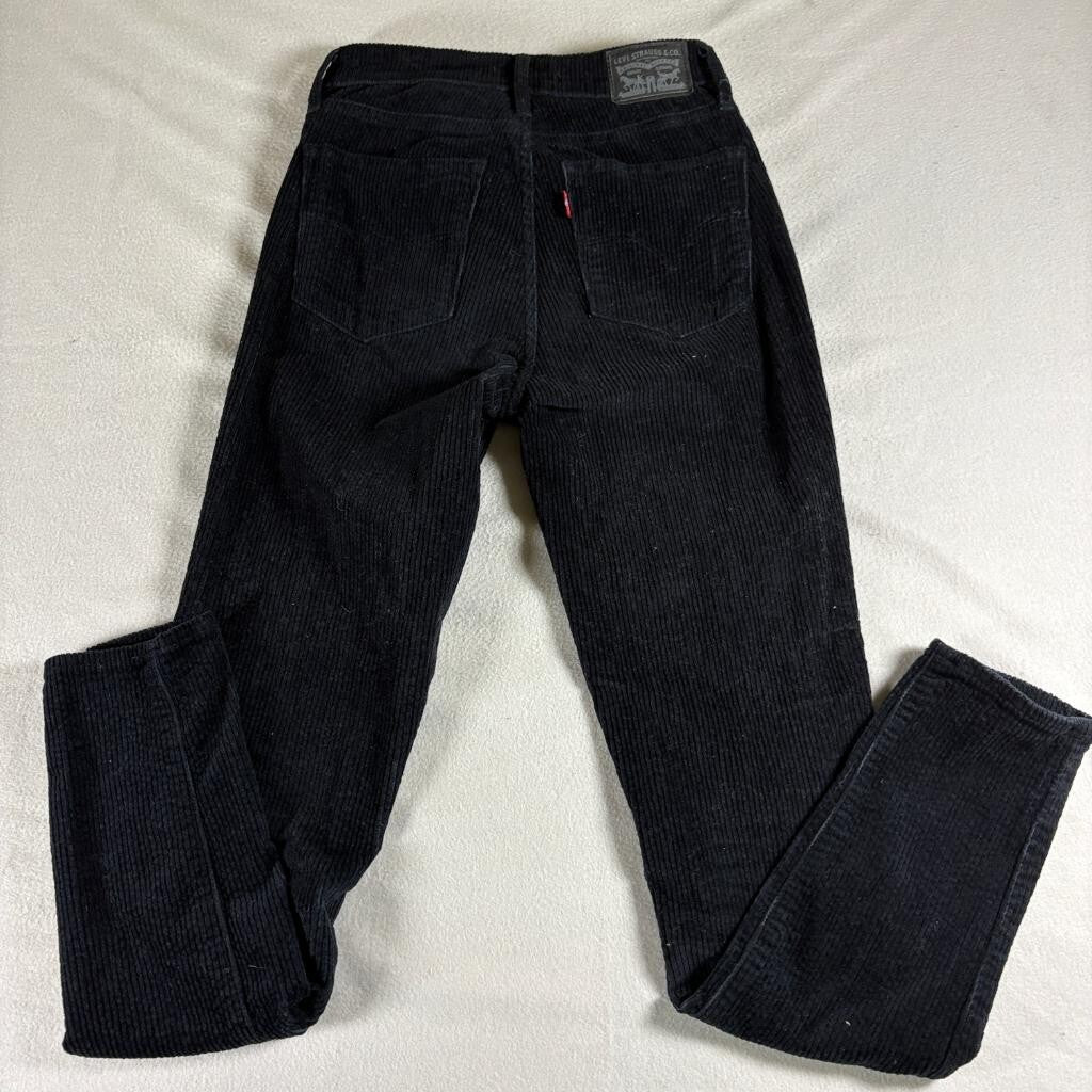 Levis 721 High Rise Skinny Corduroy Pants Womens Size 26 Black Stretch Cord