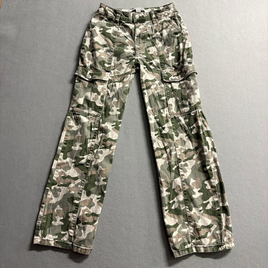 Celebrity Pink Womens Camo Cargo Pants Size 3/26 Green Camouflage Wide Leg