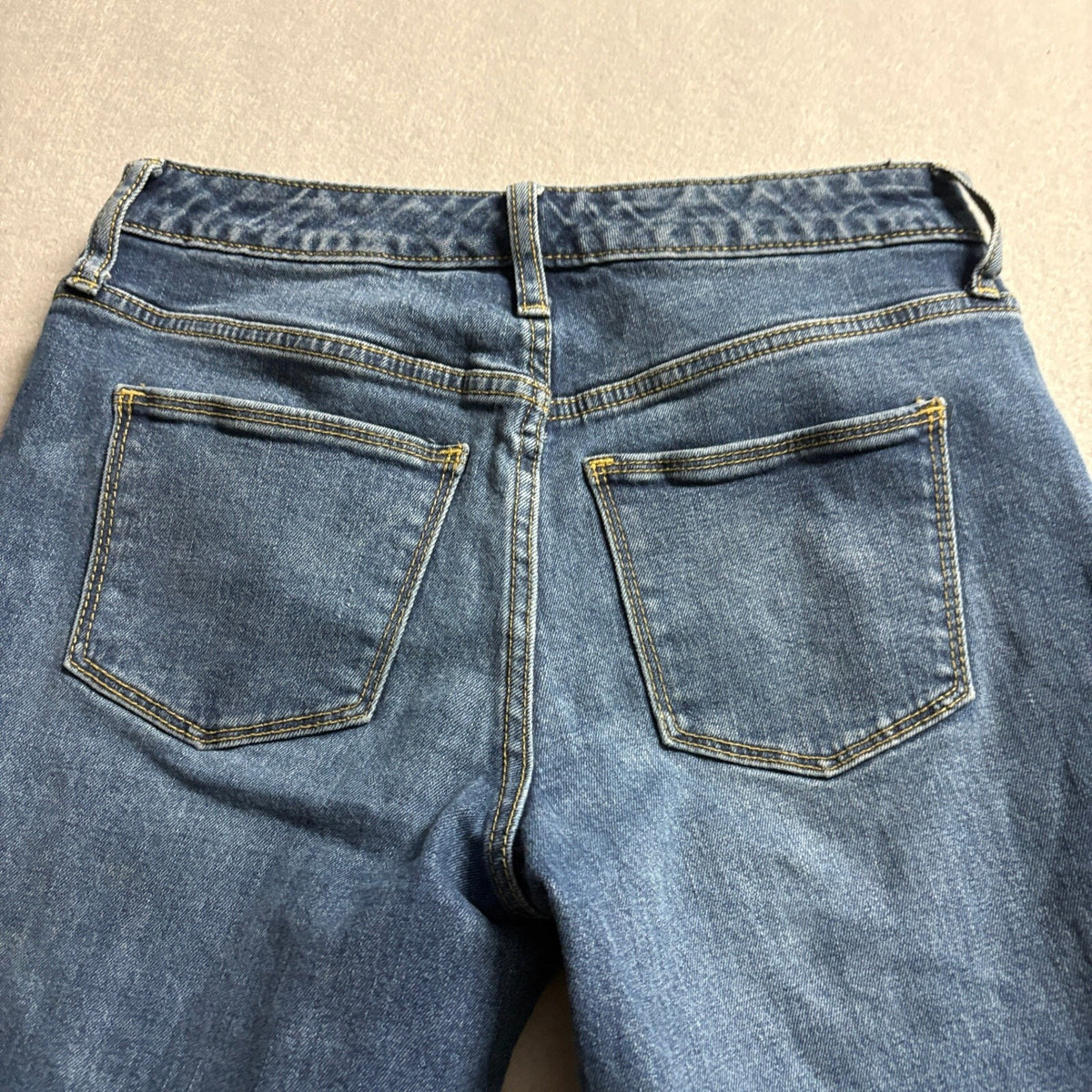 Universal Thread Colorblock Crop Flare Jeans Womens Size 2 26R Blue Raw Hem