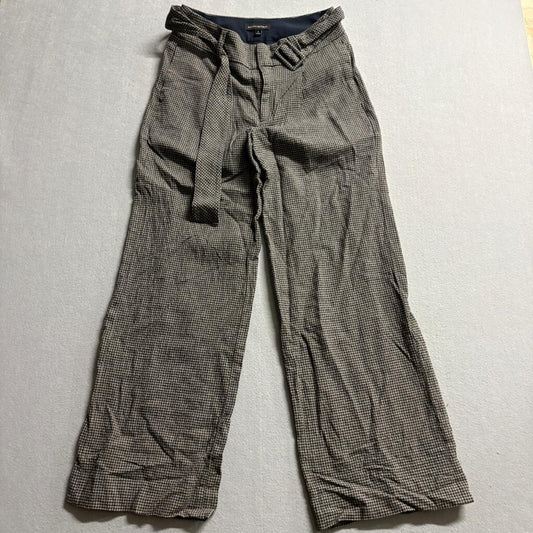 Banana Republic Pants Womens 4 Brown Houndstooth Belted Wide Leg Wool Blend