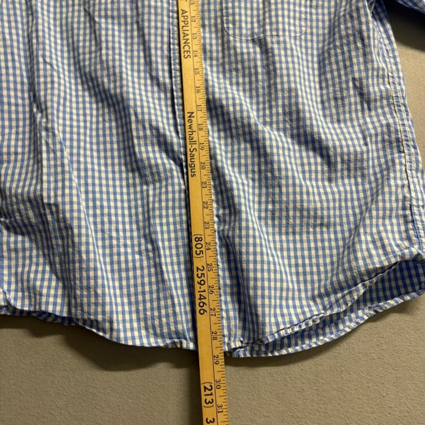 Tommy Hilfiger Shirt Mens Large Blue White Gingham Plaid Classic Fit Cotton