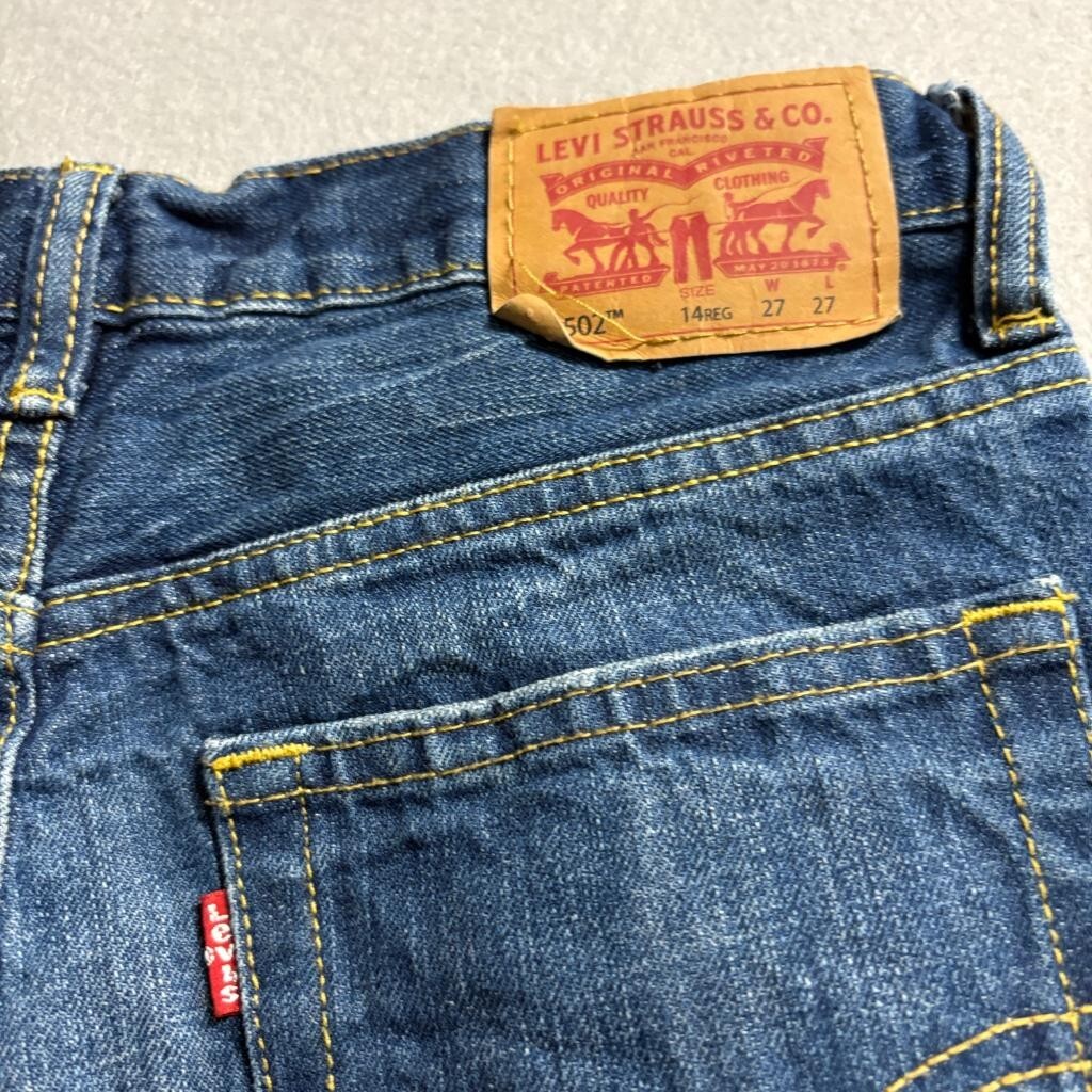 Levis 502 Regular Taper Jeans Boys 14 Reg Distressed Blue Denim 27x27