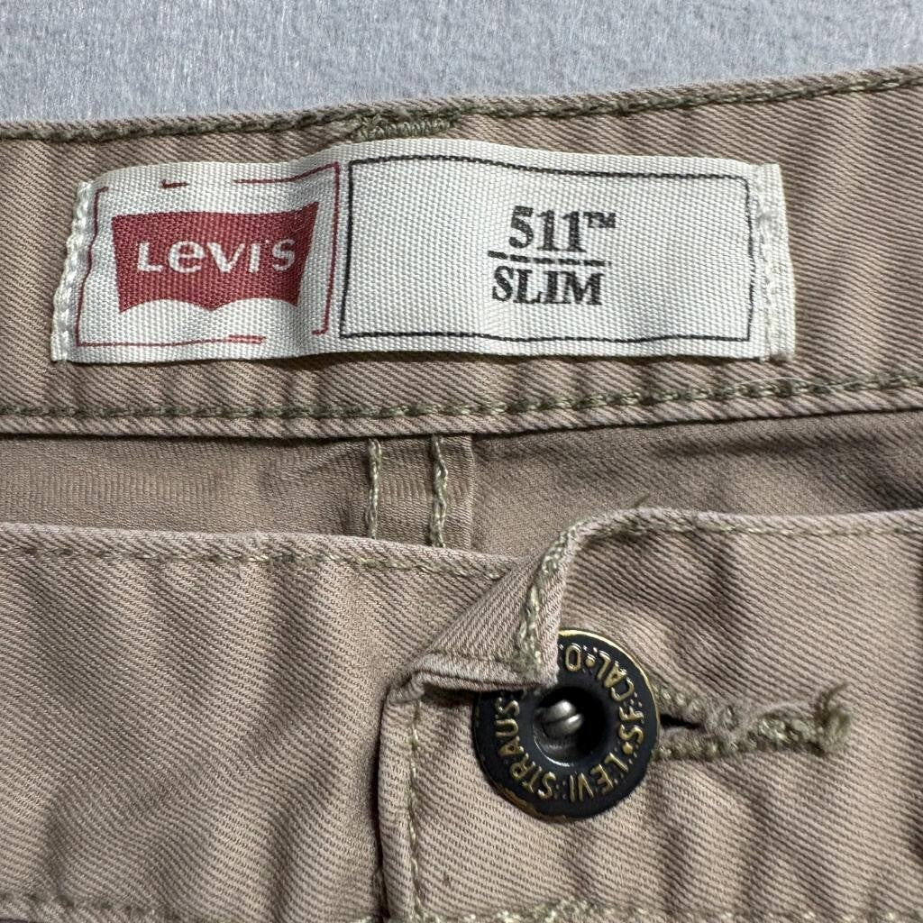 Levi's 511 Slim Fit Chino Pants Boys Size 18 Reg W29 L29 Khaki Beige Stretch