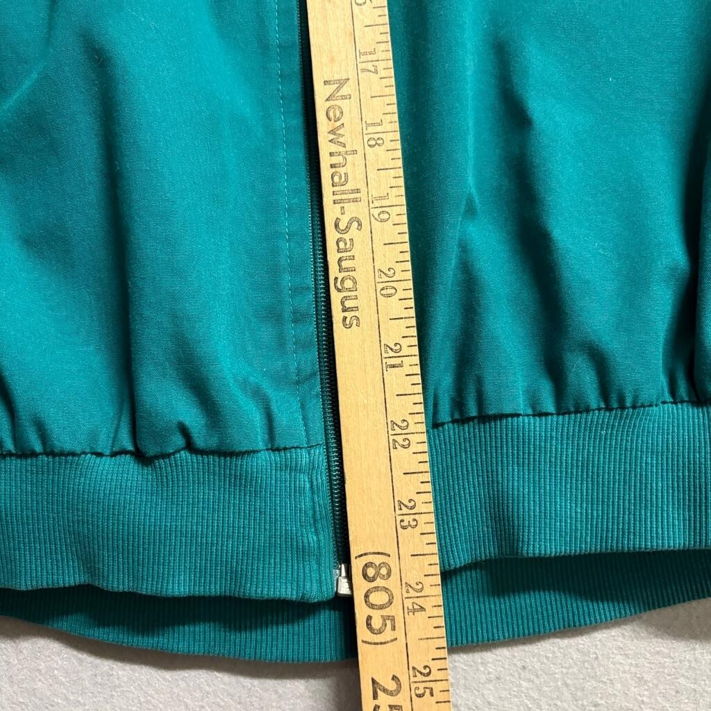 John Blair Mens Medium Green Short Sleeve Zip Up Guayabera Style Bomber Shirt