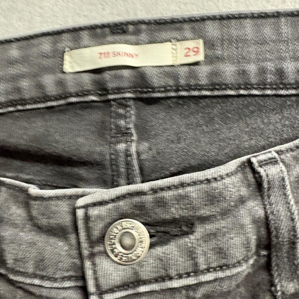 Levis 711 Skinny Jeans Womens 29 Gray Denim Stretch Pants Gray Wash