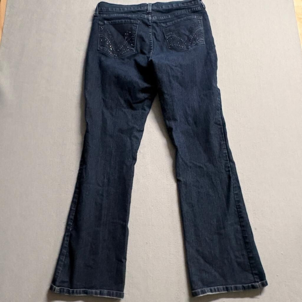 NYDJ Not Your Daughters Jeans Womens 14 Blue Denim Lift Tuck Bootcut Rhinestone
