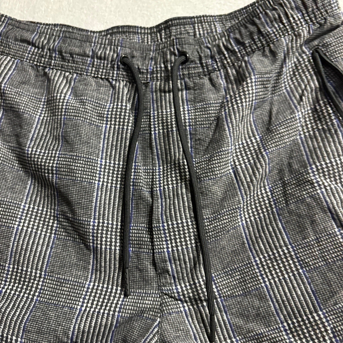 American Eagle Mens Jogger Pants Small S Gray Plaid Nylon Mesh Lined Track Pants
