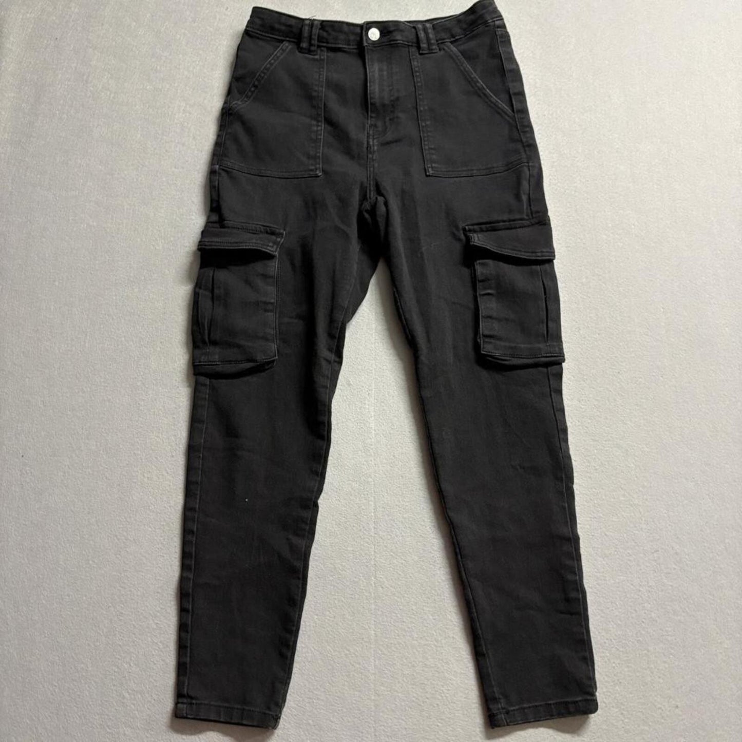 Purple Blues Denim Womens Black Cargo Pants Size S Skinny High Rise Stretch