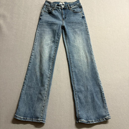 Love Soho Denim Jeans Womens Size 3 Blue Medium Wash Wide Leg Stretch