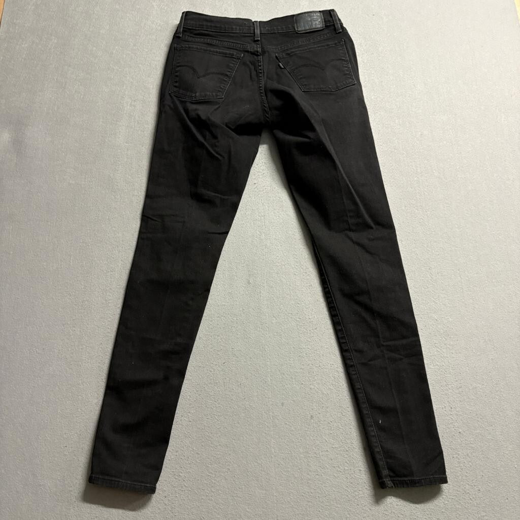 Levis 710 Super Skinny Jeans Womens 29x30 Black Denim Mid Rise Stretch