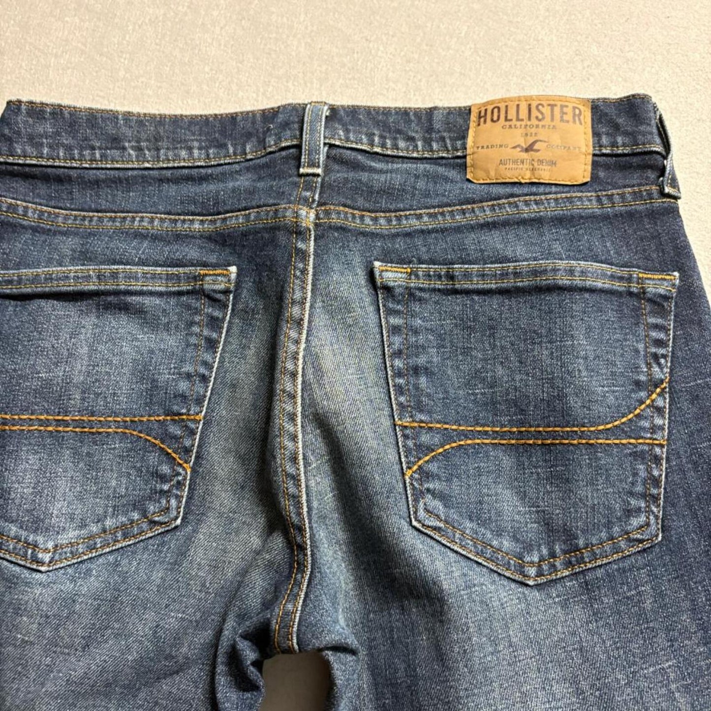 Hollister Slim Straight Jeans Mens 32x30 Dark Wash Blue Stretch Denim Pants