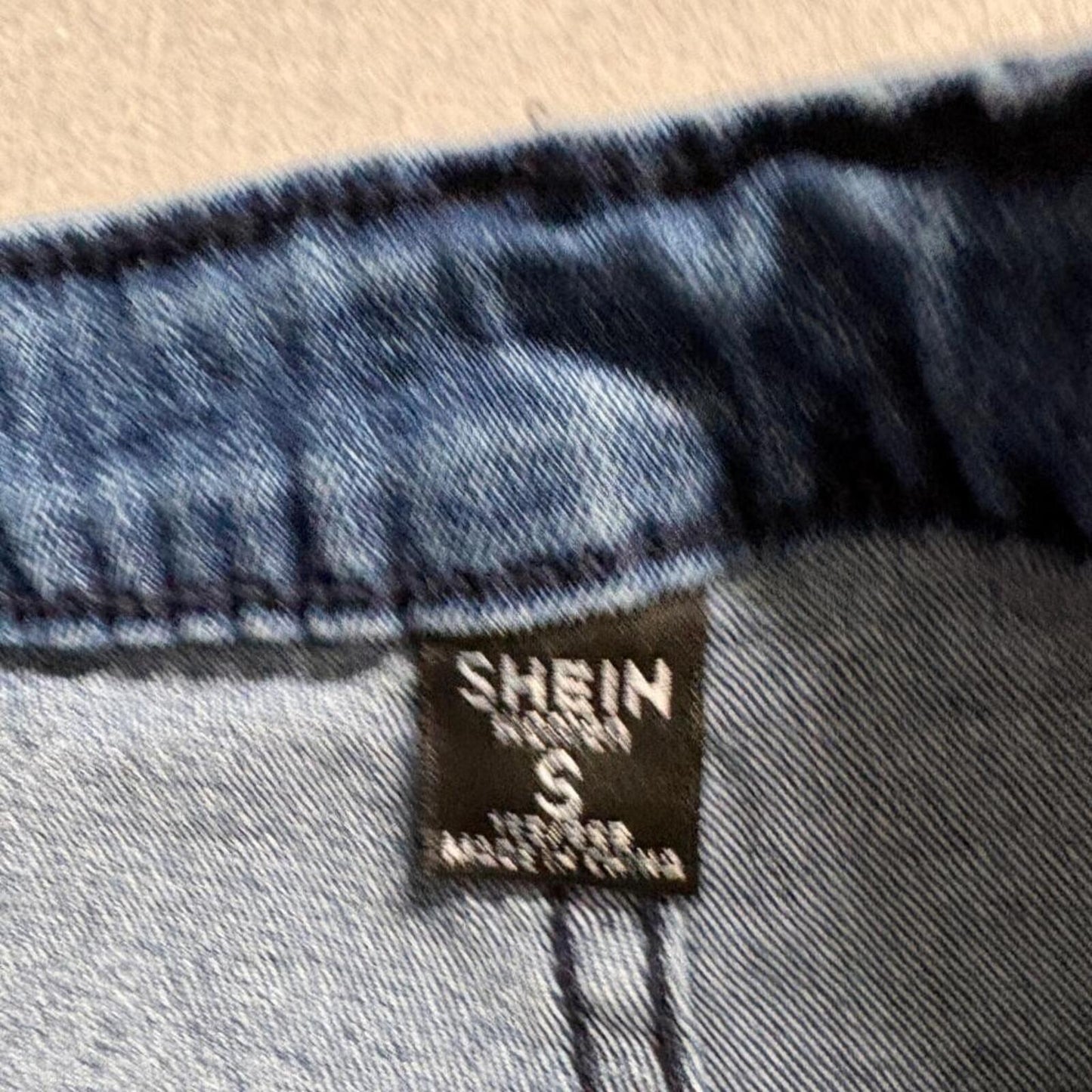 Shein Womens High Rise Flare Jeans Size S Blue Denim Button Fly Stretch Bell