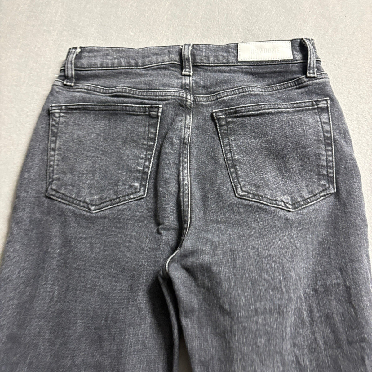 RE/DONE Originals High Rise Ankle Crop Jeans Womens 28 Black Stoned Noir Stretch
