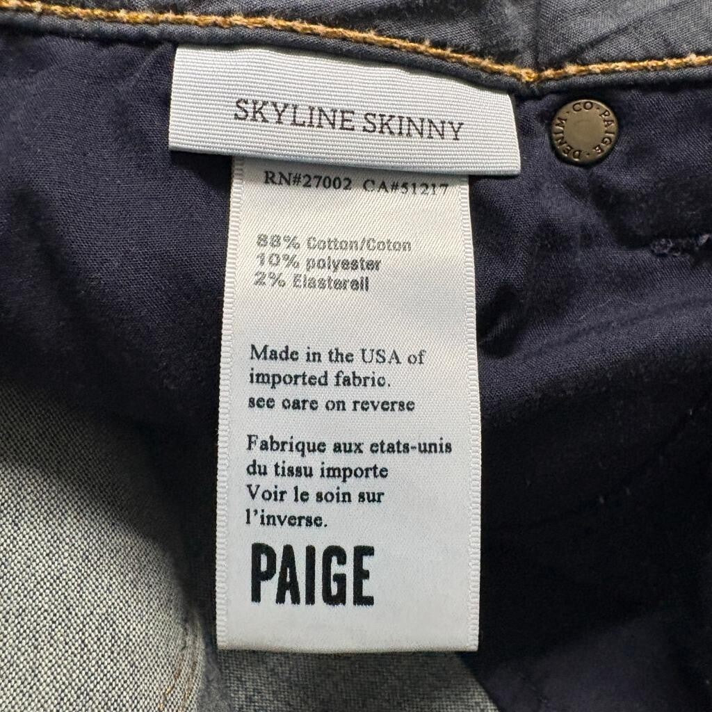 Paige Skyline Skinny Jeans Womens Size 29 Dark Wash Stretch Denim Blue
