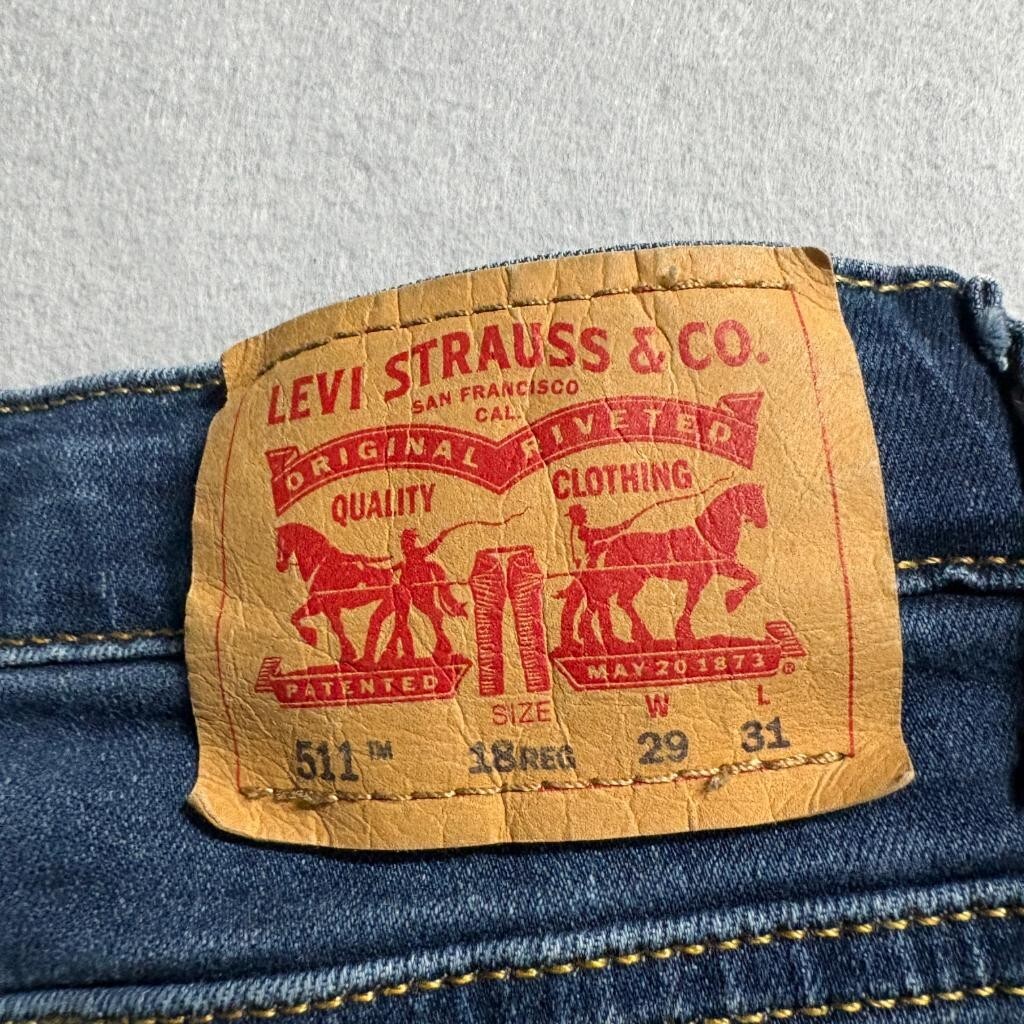 Levi's 511 Slim Jeans Boys Size 18 Reg Blue Denim Adjustable Waist 29x31