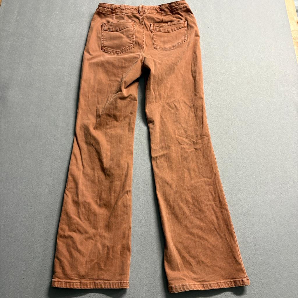 Band of Gypsies Flare Jeans Womens 4 27 Brown Rust Stretch High Rise Seam Front