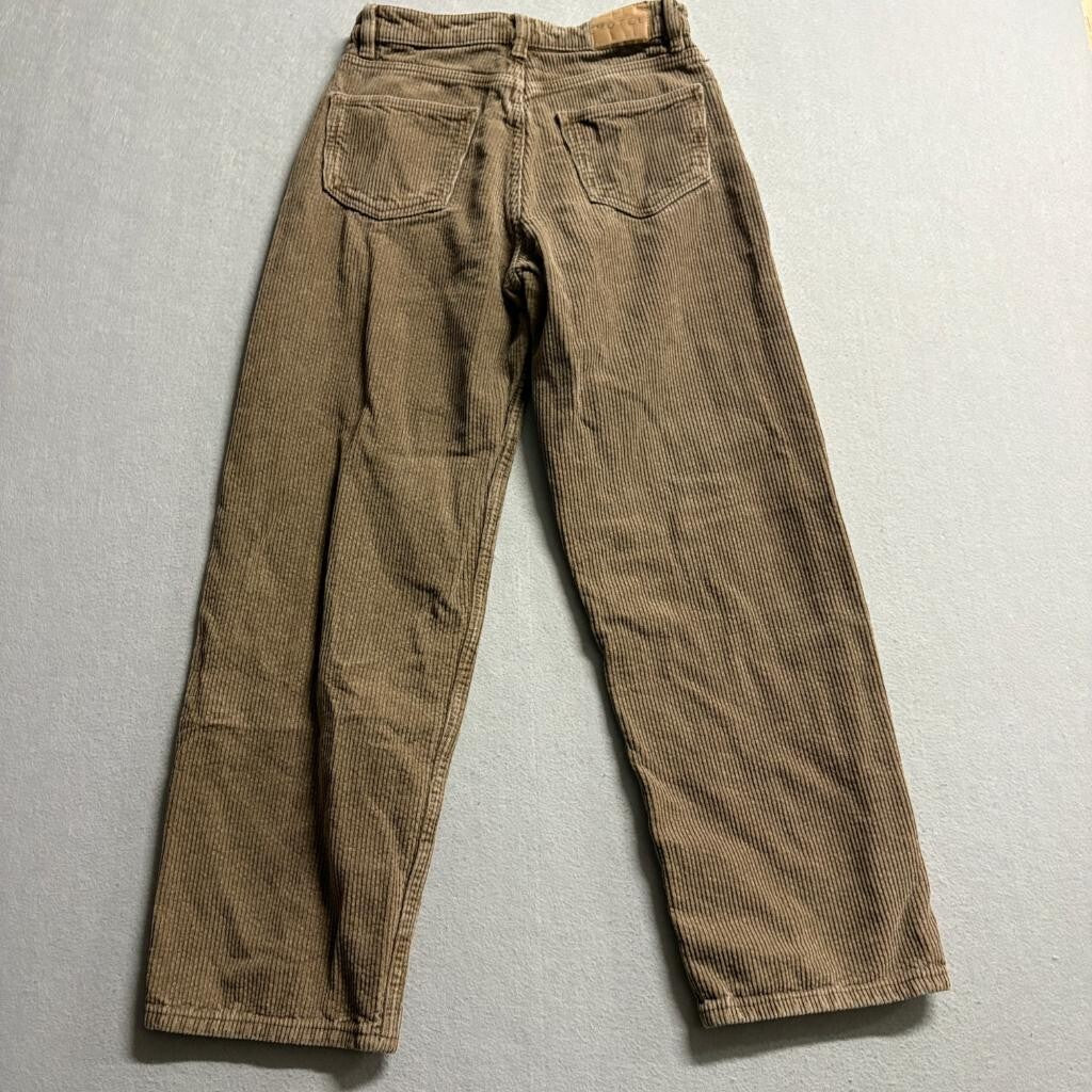 Motel Rocks Corduroy Pants Womens XXS Brown Wide Leg High Rise 100% Cotton