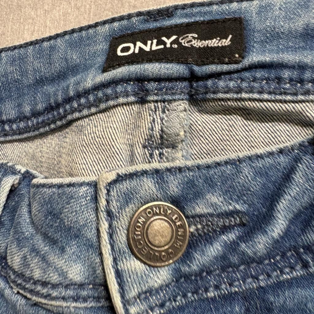 ONLY Essential Repair LW Super Skinny Denim Jeans Womens Size 28 Distressed Blue