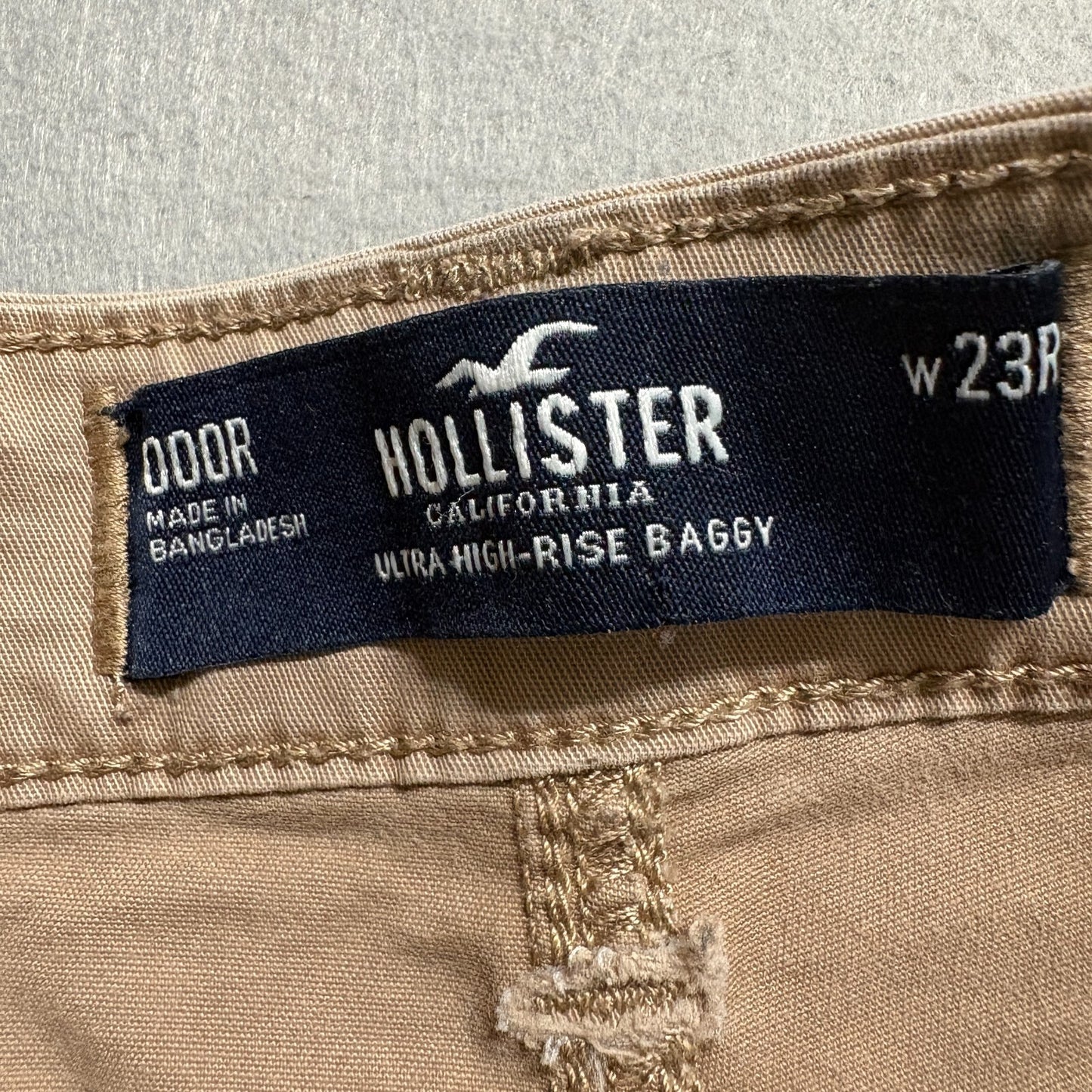 Hollister Cargo Pants Wide Leg Baggy Khaki W23 Fits Like 25x30 Y2K Utility