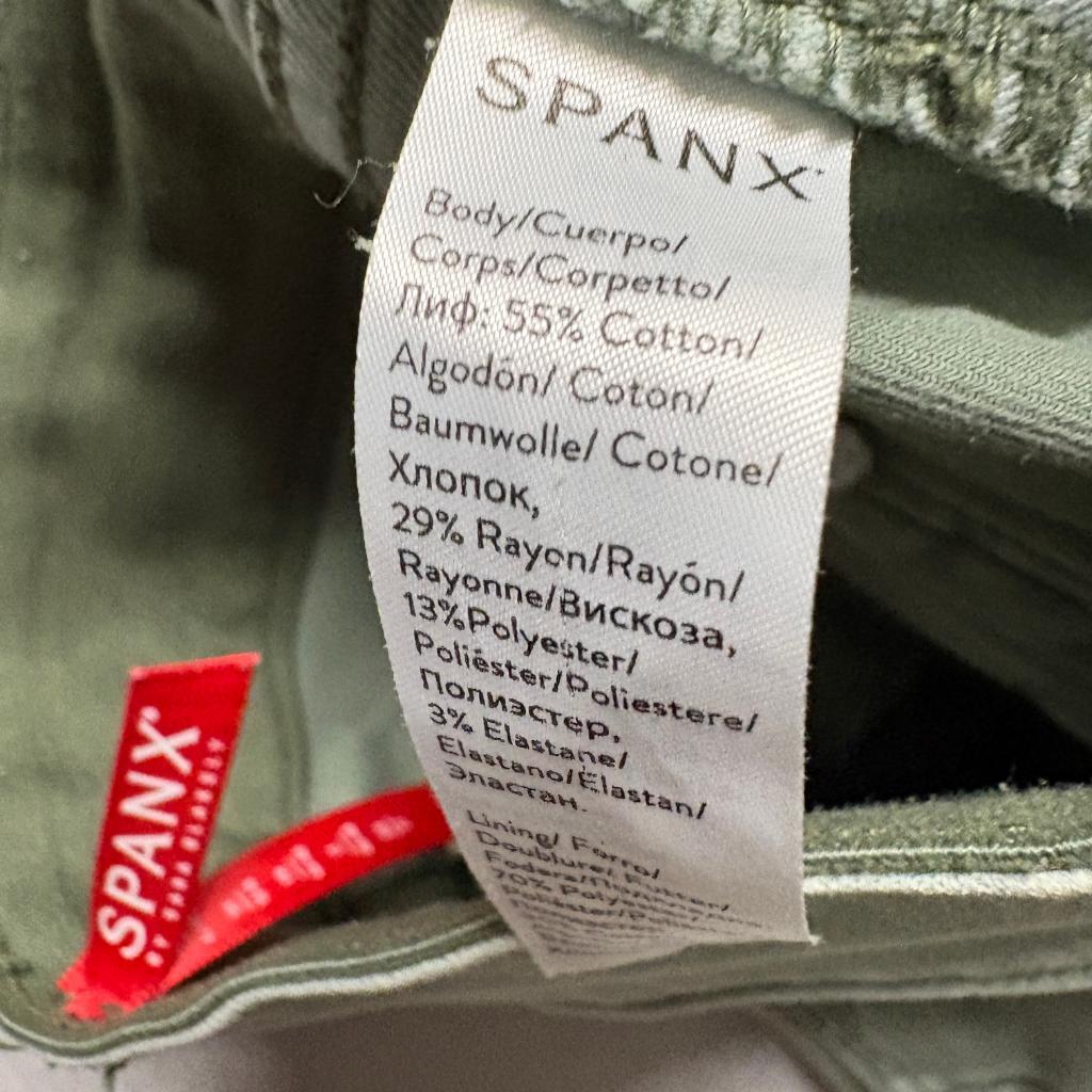 Spanx Stretch Twill Cargo Pants Womens Large L Green Skinny Leg Pull On Utility