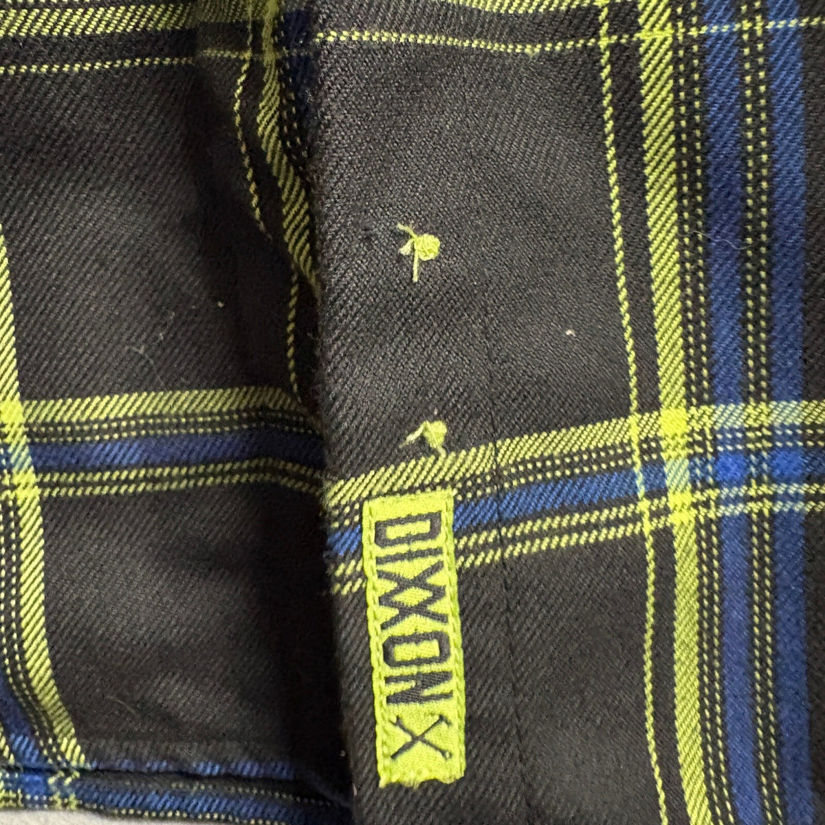 Dixxon Infectious Grooves Flannel Shirt Mens XL Black Yellow Blue Plaid Long