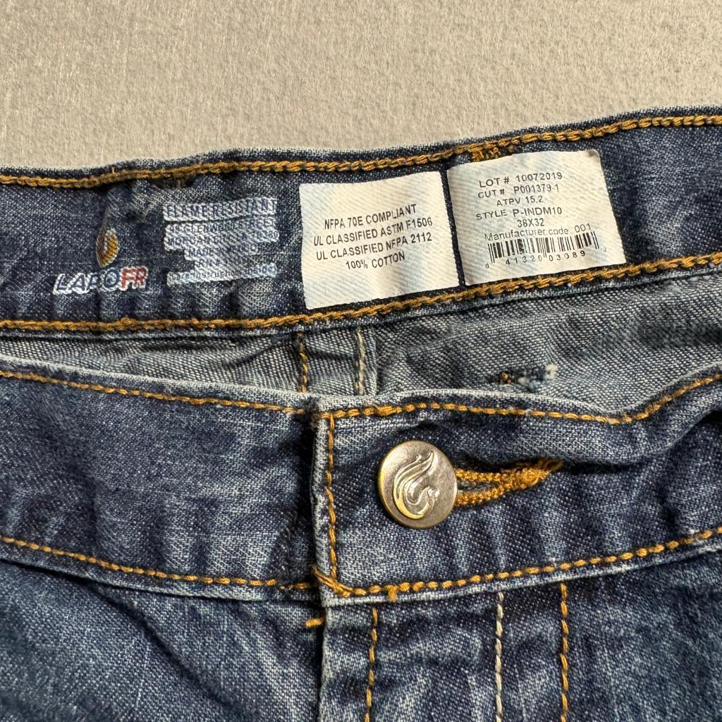 Lapco FR Flame Resistant Jeans Mens 38x32 Blue Denim Work Utility Pants