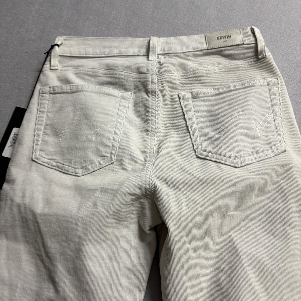 Edwin Bree Corduroy Pants Womens 28 Glacier Gray White Organic Cotton Stretch